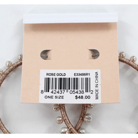 Rebecca Minkoff Rose Gold Tone Morocco Pearl Hoops $48 Tags #RM331 - Picture 3 of 3